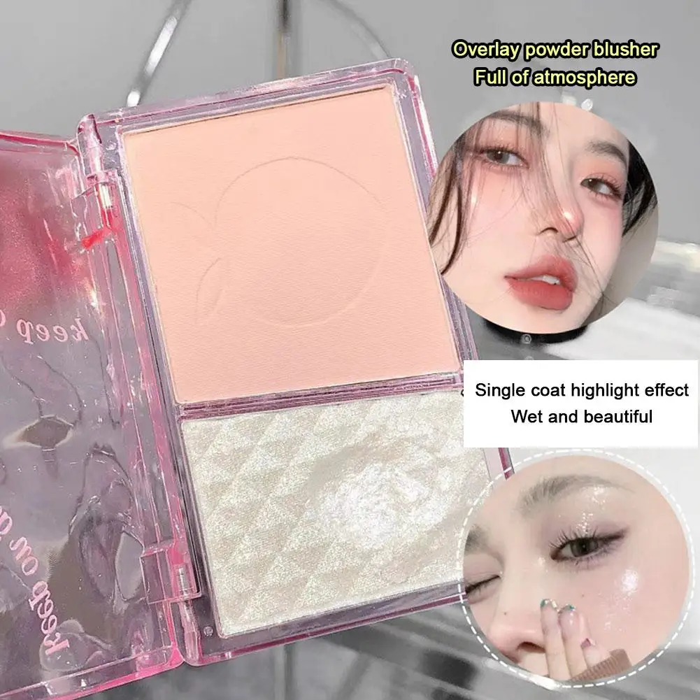 Dubbele Kleur Blush Markeerstift Make-Up Verhelderend Driedimensionaal Gezicht Matte Poederpers Contourpalet Schaduw F4y7