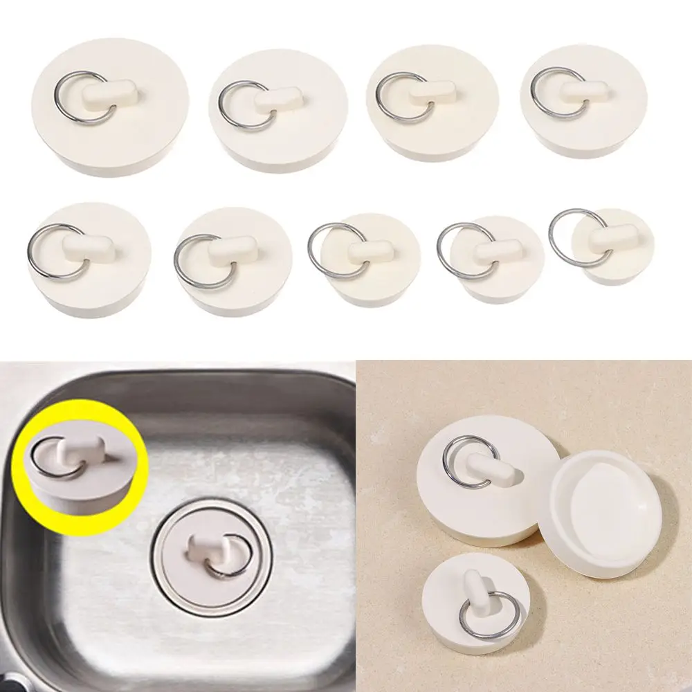 

Leakage-proof Plug Kitchen Bath Floor Drain Plug With Hanging Ring Basin Sewer Water Stopper