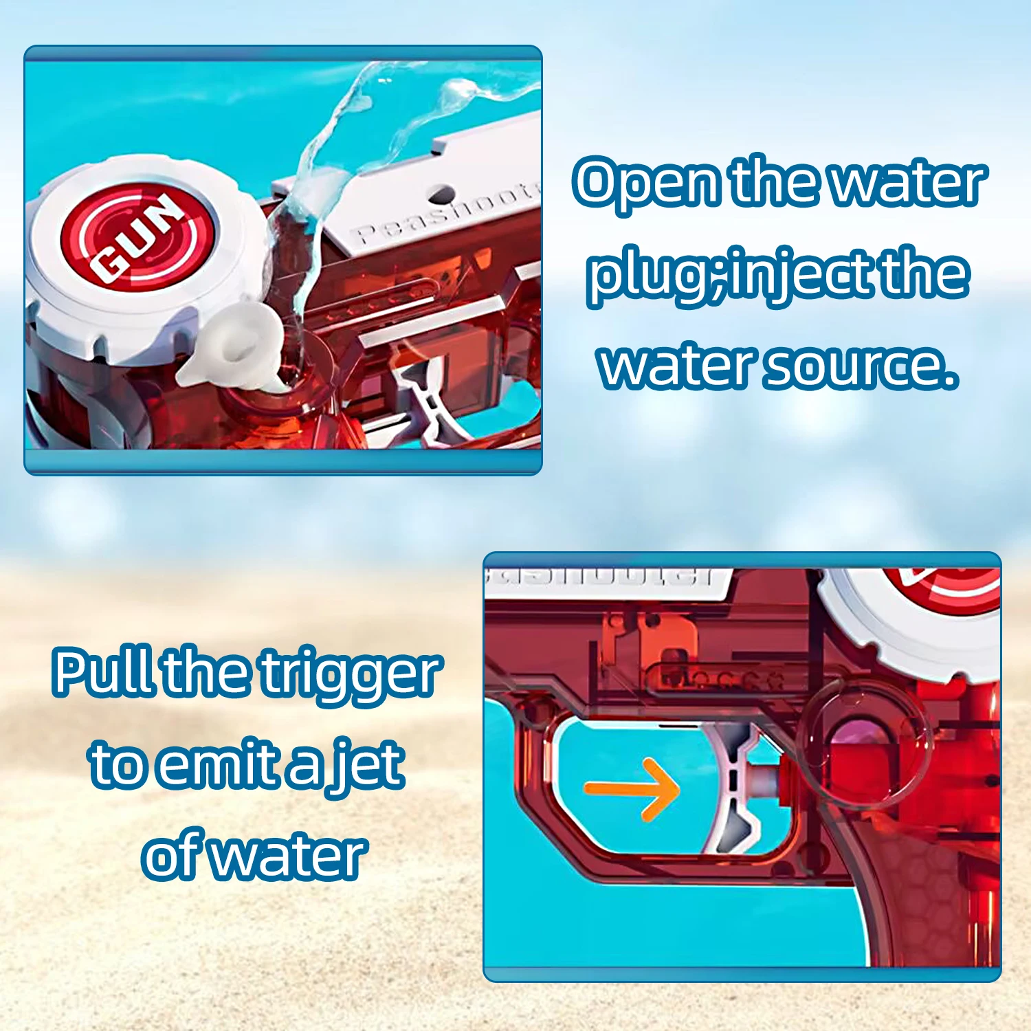 Pistolet à eau chambre pour enfants, jouet, type presse, grande capacité, combat aquatique de plage, jeu d'eau en plein air