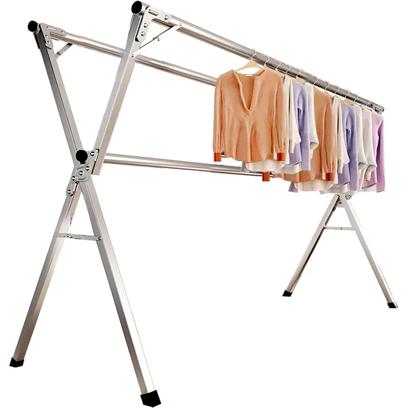 Clothes Drying Rack for Laundry Foldable, 79 inch Stainless Steel Pool Towel Rack Outdoor Free Standing Clothing Hanger Indoor