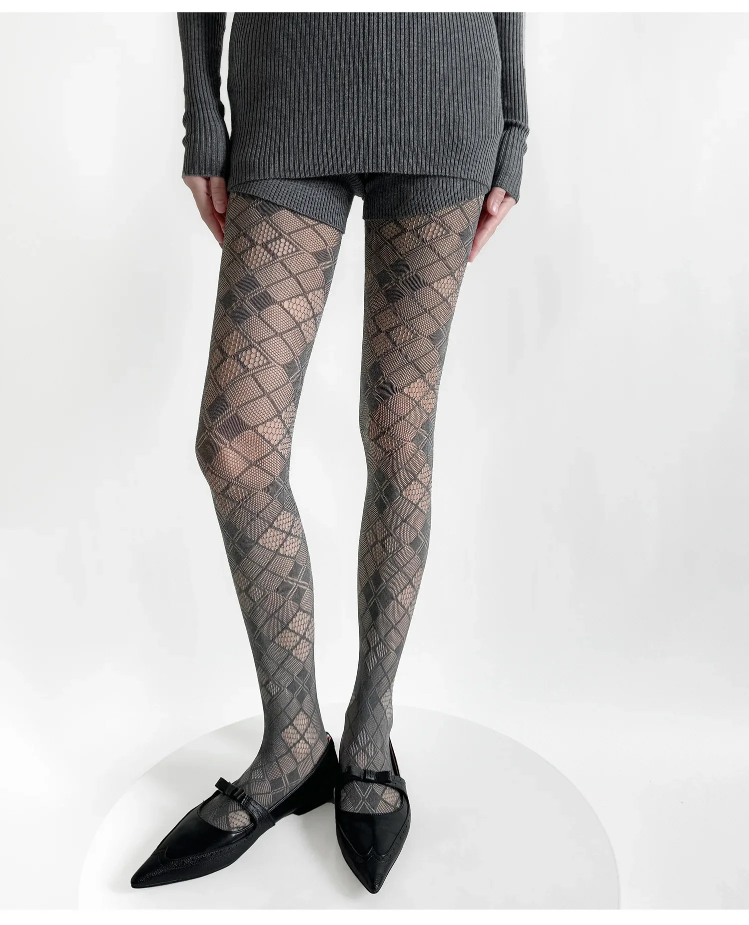 رمادي الماس السيدات الجوارب الفخذ العليا جوارب الملابس الداخلية الجوف خارج جوارب طويلة مثير هوتي لوليتا الرجعية منقوشة شبكة صيد السمك الجوارب #3