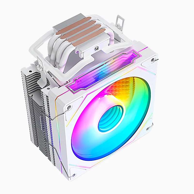 QiuzAim ที่มีประสิทธิภาพ CPU Cooler พัดลม 120 มม.4Pin/PWM สีไฟ PC 4 ความร้อนท่อติดตั้ง LGA115x 1200 1700 1366 AMD am3 am4 am5