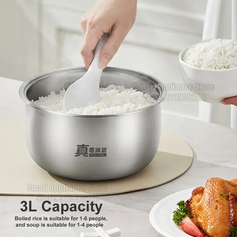 ميديا جهاز طهي الأرز 3L الفولاذ المقاوم للصدأ بطانة وعاء الصحة طباخ كهربائي متعدد الوظائف البخار الحساء 24h توقيت لا طلاء 220 فولت