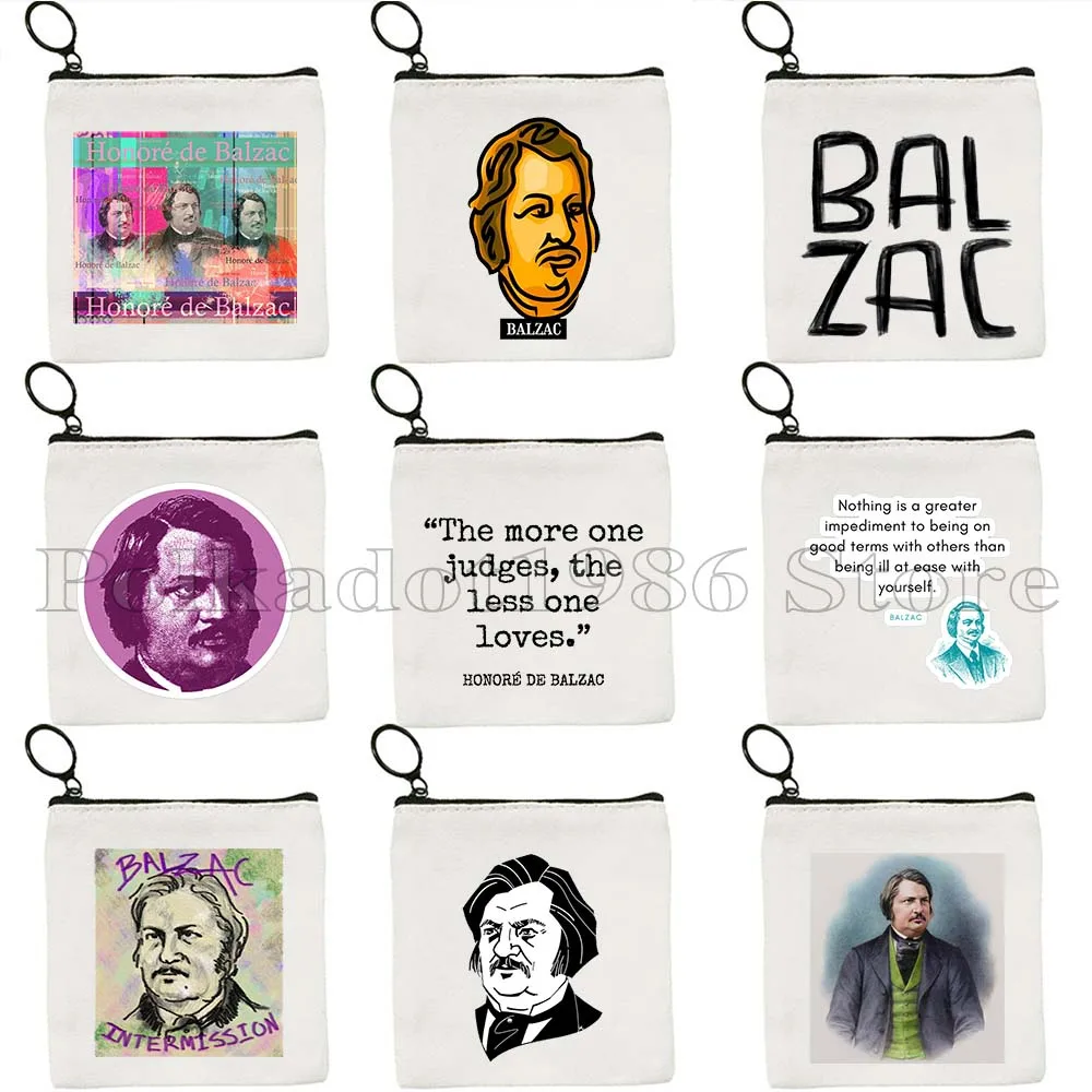 BALZAC Portrait The More One Judges The Less One Loves Novel Book Gifts Canvas Coin Purse Key Case Bag Small Wallet Zipper Pouch