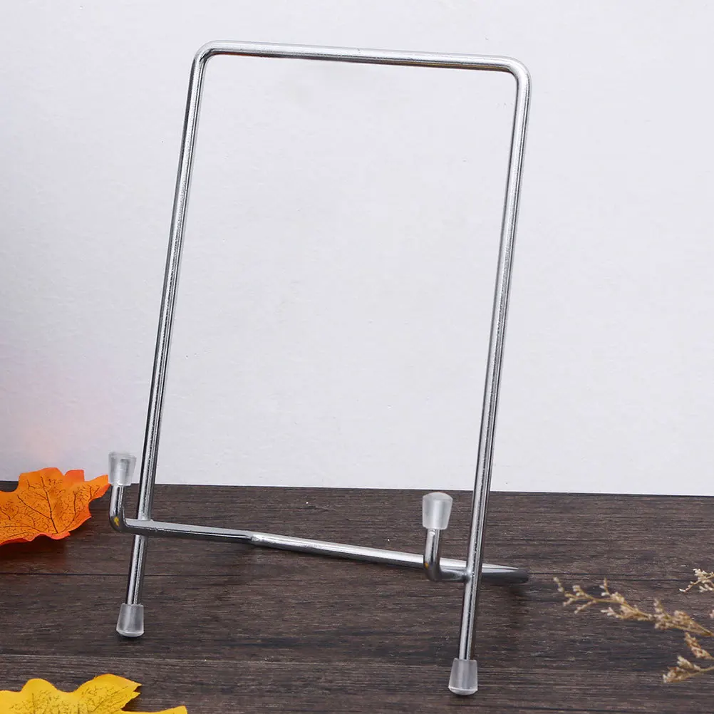 

2Pcs Iron Metal Display Stand Silver Frame Holder for Home Office Photo Frame Desktop Easel Display Iron Easel