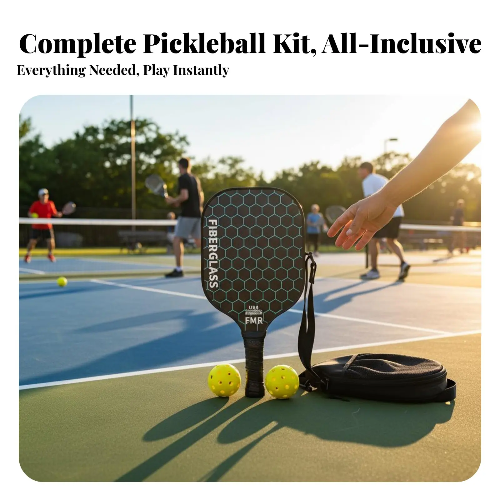 

Carbon Fiber Pickleball Paddle With Carrying Bag Pickleball Paddle Set Ergonomic Grip Long-Lasting Reinforced Border