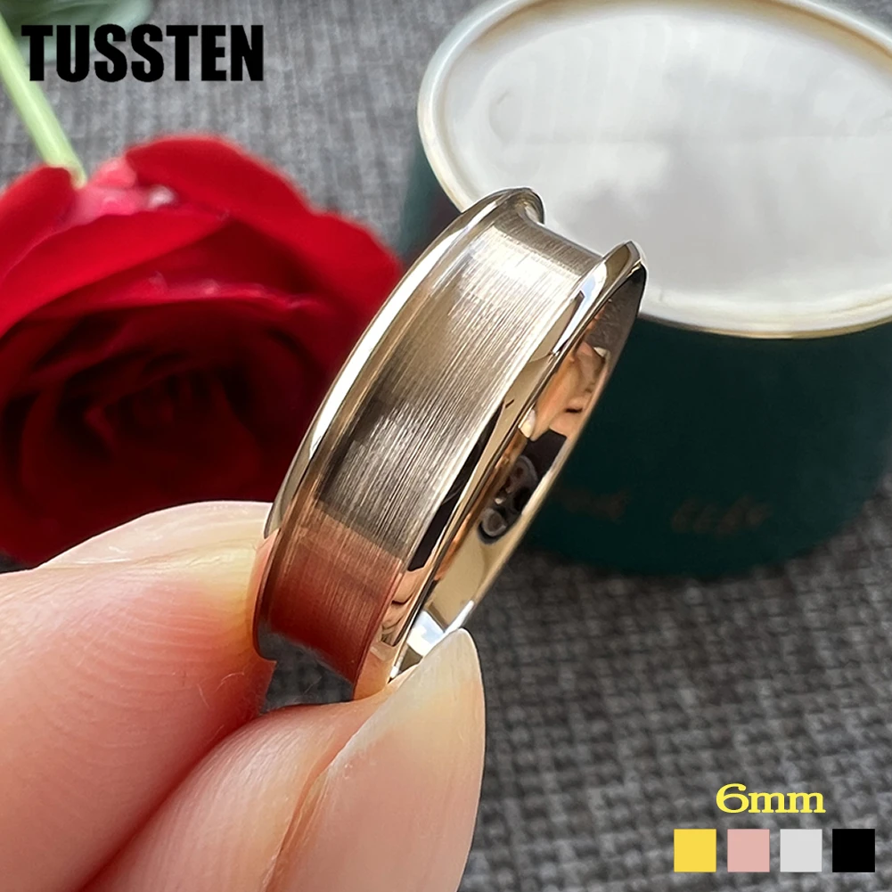 

TUSSTEN Wholesale Dropshipping 6MM Tungsten Blank Rings 4.0 Groove For Inlay Channel Polished Shiny Dome Edges