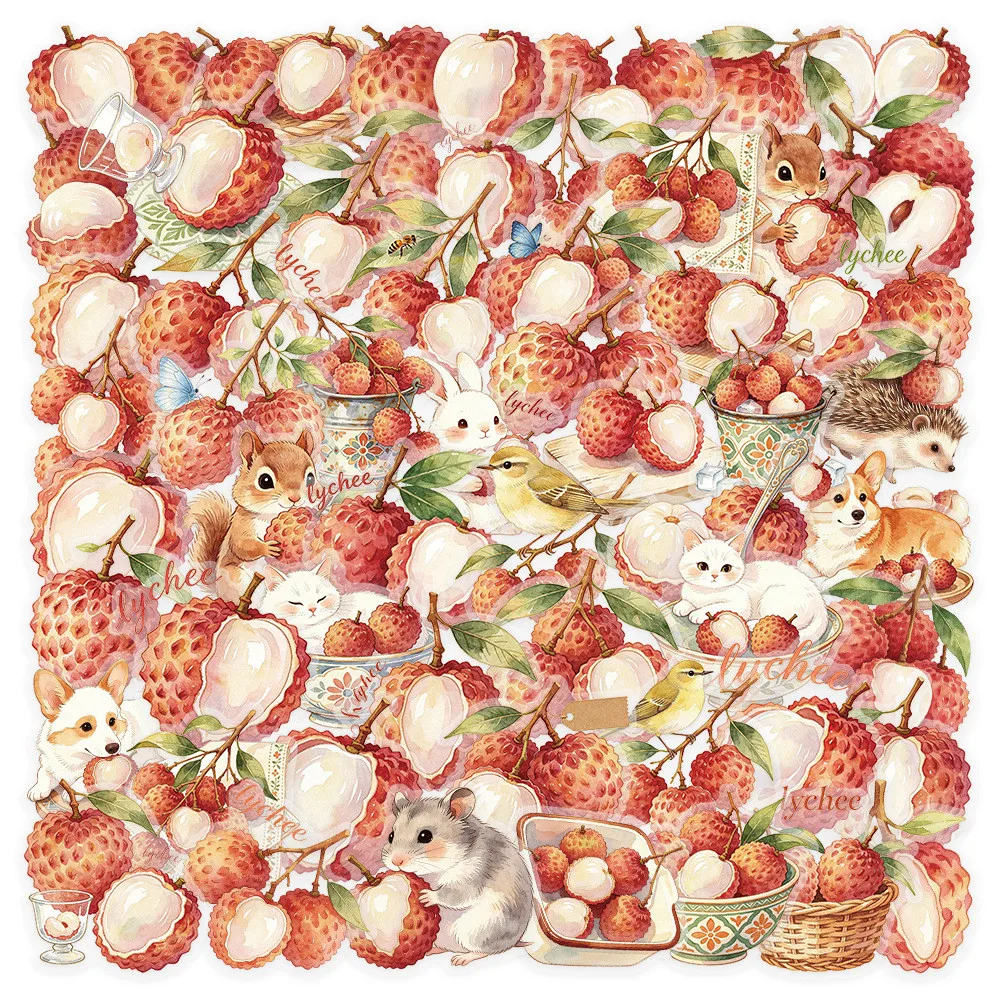 Handpainted Lychee Graffiti Sticker Pack 50 Sheets, Waterproof Stickers, Great for Suitcase, Notebook Anime Worlds Store