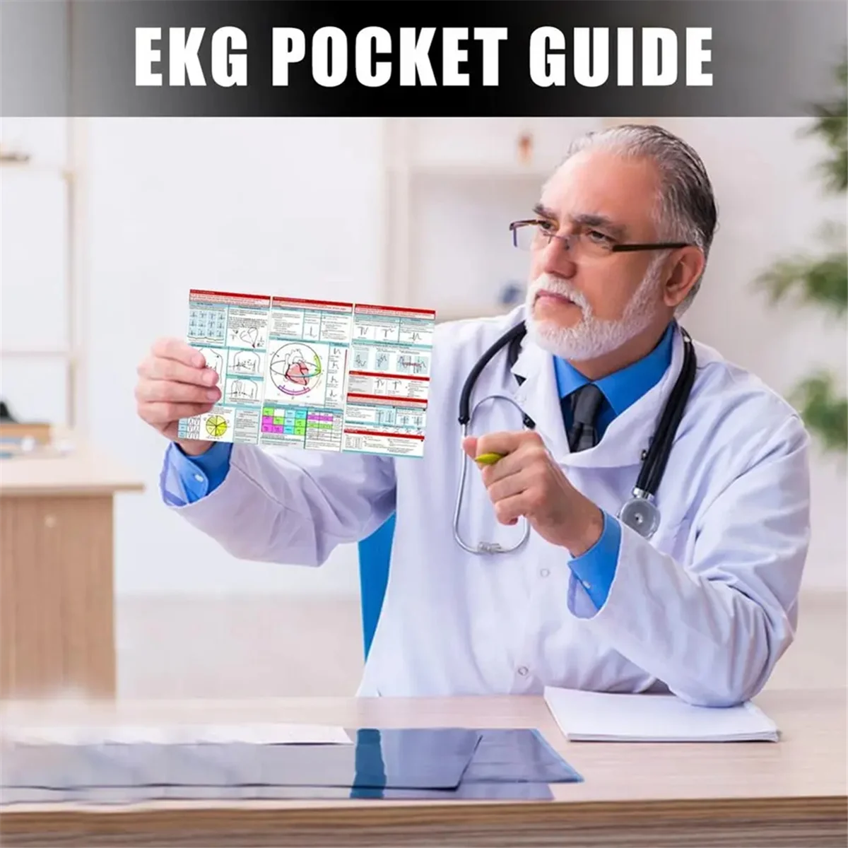 A002 EKG Pocket Guide Ecg Interpretation Pocket Card Horizontal & Vertical Layout Compact Reference Guide for Hospital Use