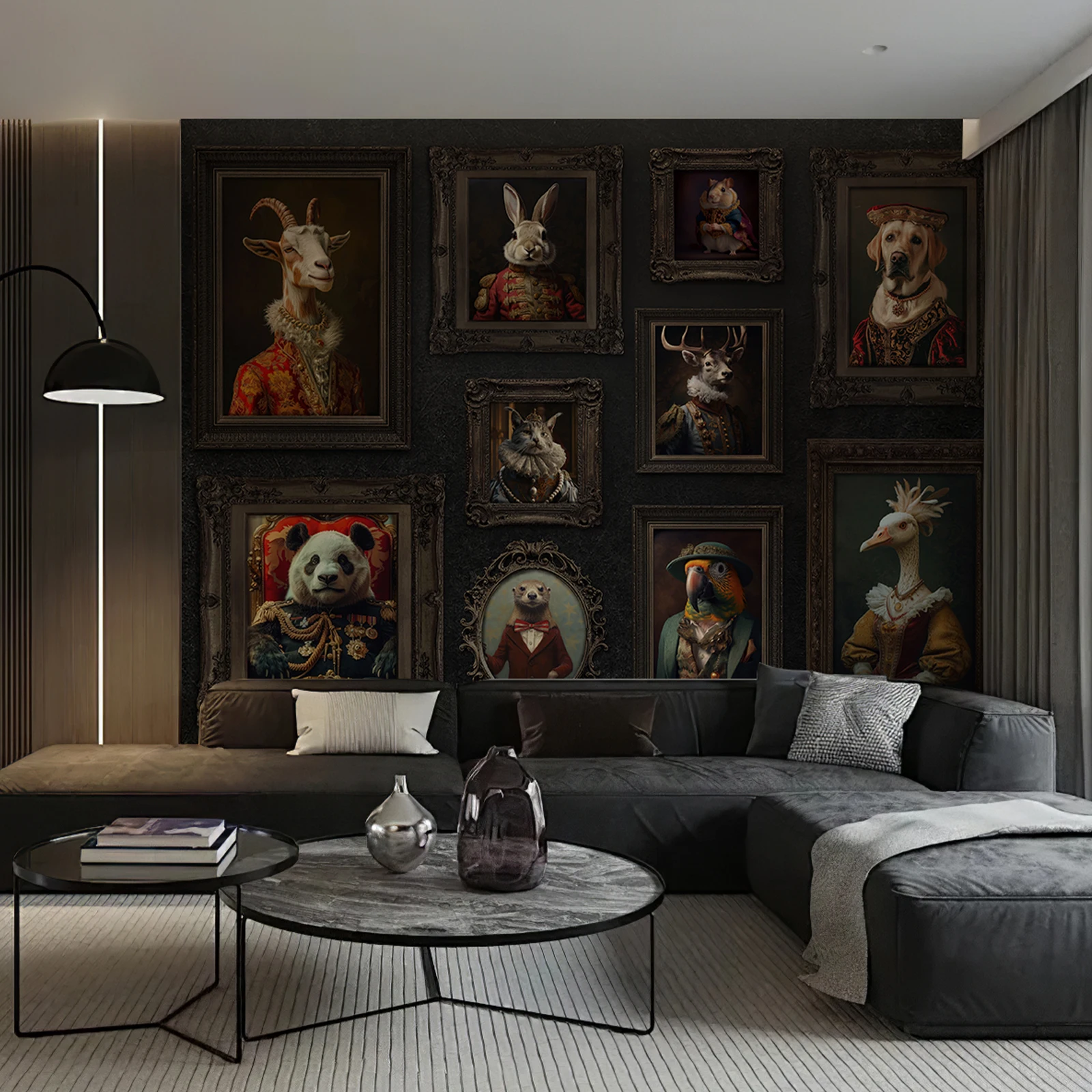 JIFFDIFF 375*280CM Aristocrat Animals Portrait Posters and Prints Vintage Wallpaper Art Canvas Painting Wall  Print Canvas Painting Wall Art Room Home Decor