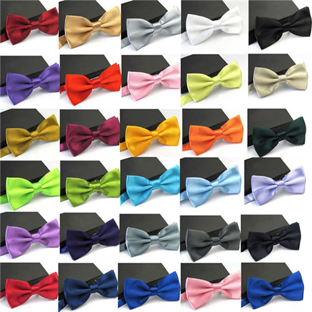 Bowtie Mens Tie Solid Color Fashion Bowties Banquet Wedding Black Gold Red Green Pink Blue White Classic Bow Ties For Men