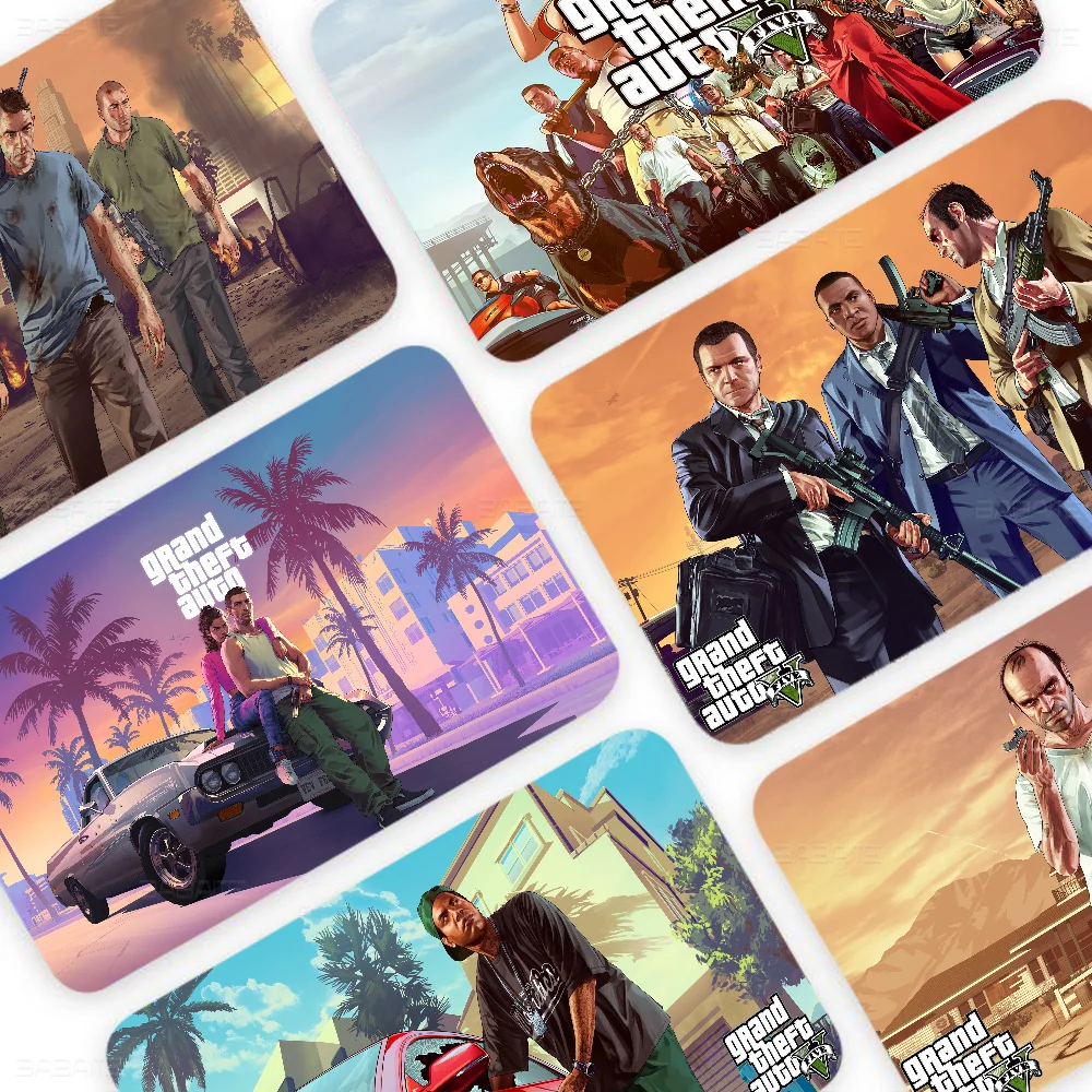 لعبة G-Grand T-Theft A-Auto Game أنيمي ملصق فيلم غطاء الجلد للصغيرة الكبيرة لا رقاقة بطاقة الائتمان الجانب الأمامي #2