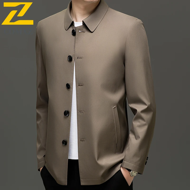

2025 Autumn New Jacket Men Fashion Classic Turndown Collar Windproof Coat Light Luxury Comfortable Wear Resistant Outerwear