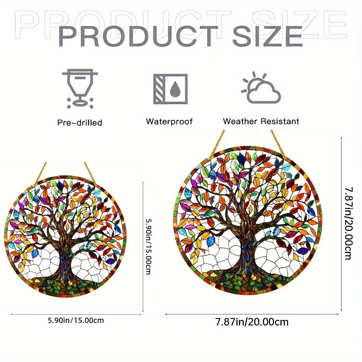 Tree of Life Symbol Suncatcher Acrylic Window Art Catcher for Prom Decor, Decorative Hanging Glass Window for Room, Garden Porch