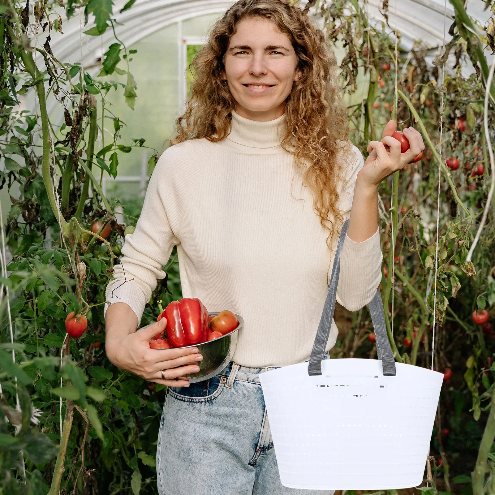 

2Pcs Plastic Laundry Basket Clothes Storage Holder with Handle Multi Scene Organizer for Bathroom Bedroom Dirty Clothes Holder