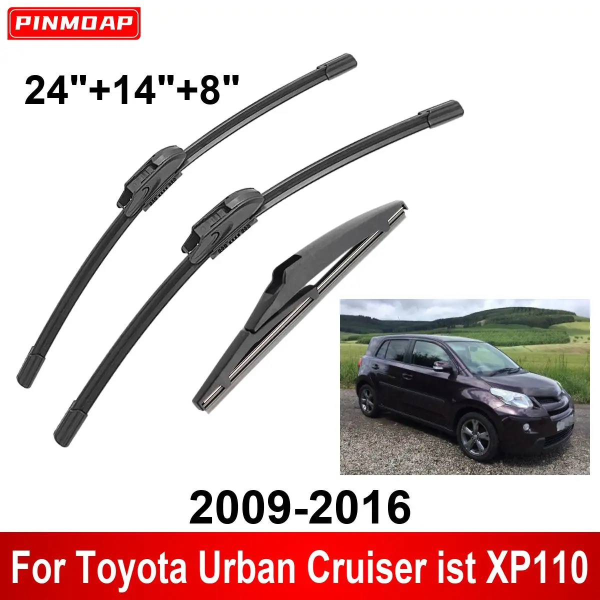 3PCS Car Wiper For Toyota Urban Cruiser ist XP110 2009-2016 Front Rear Wiper Blades Brushes Auto Accessories 2009 2010