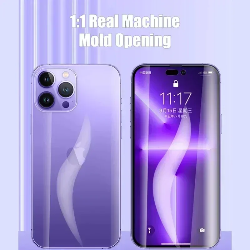 4 قطعة هيدروجيل فيلم آيفون 17 16 11 12 13 14 15 برو ماكس عودة واقي للشاشة السينمائي آيفون XR XS ماكس 16 15 زائد فيلم لينة