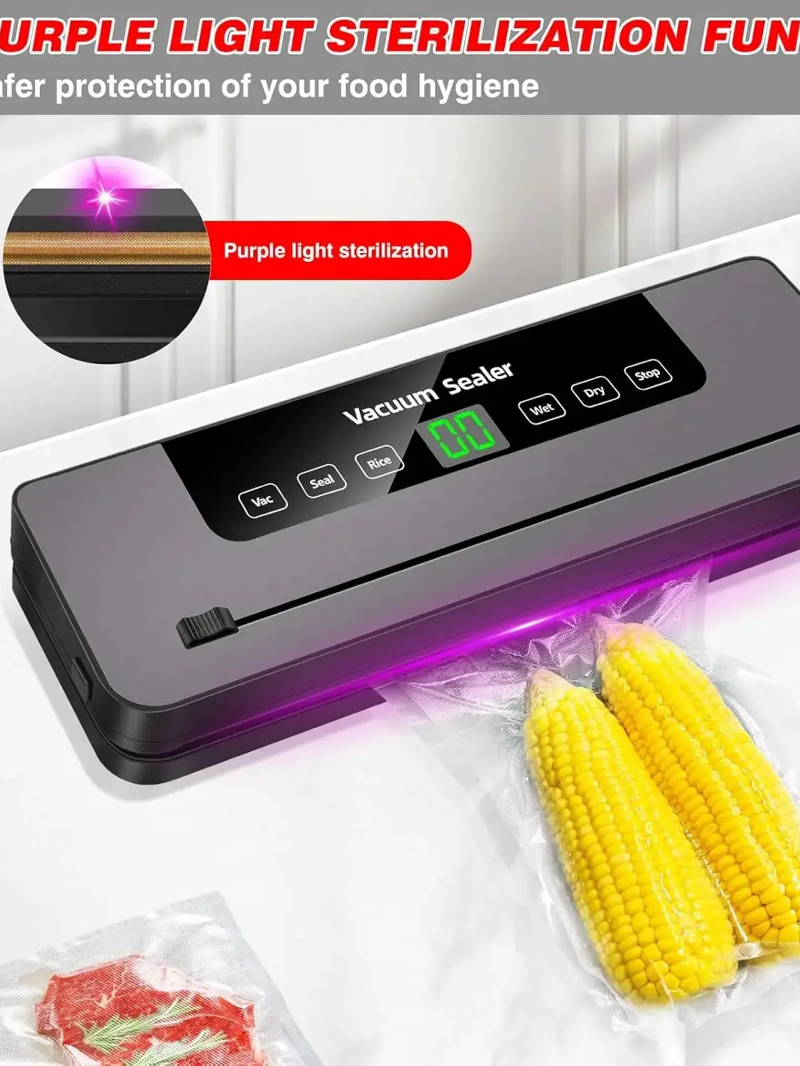 ماكينة تفريغ الهواء المنزلية الصغيرة لحفظ الطعام الطازج، جافة ورطبة، مزدوجة الأغراض، تغليف المواد الغذائية الأوتوماتيكية بالكامل #6