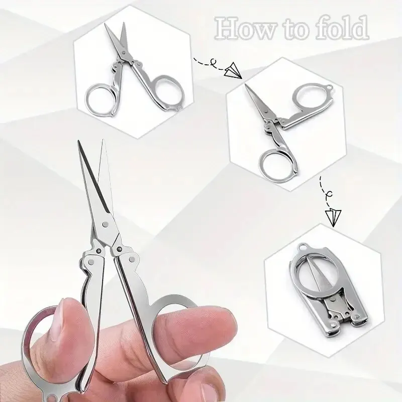 Stainless Steel Folding Nail Scissors Portable Travelling Scissors Fish Line Scissors Nose Hair Scissors Tailoring Scissors