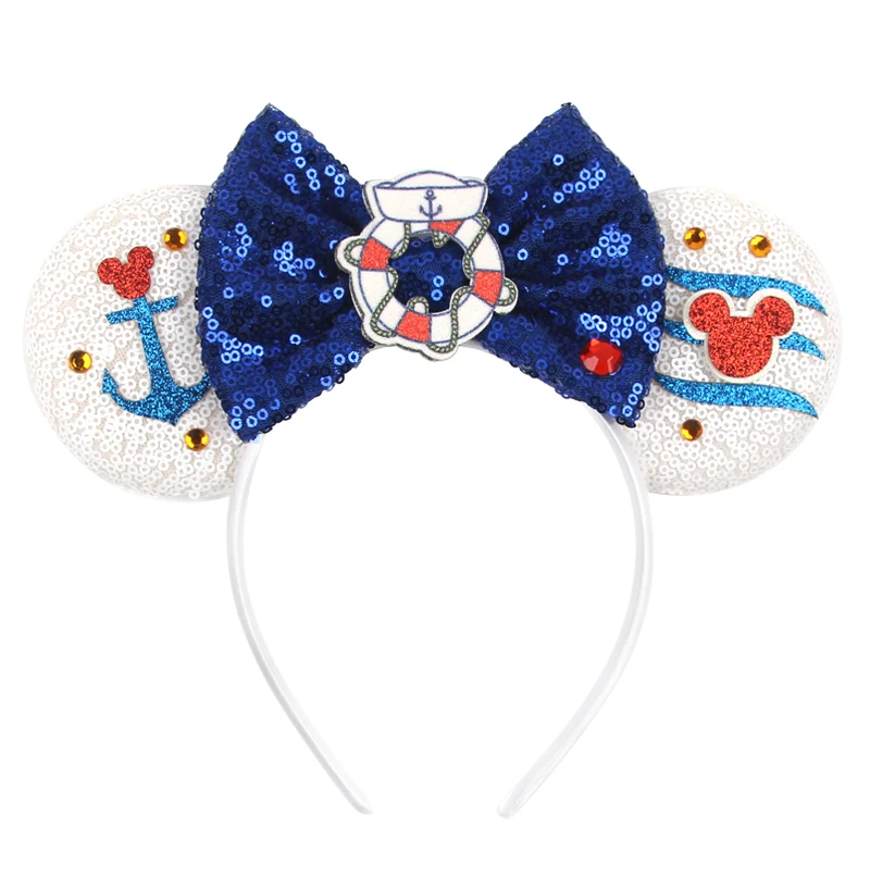 

2024 Cute Disney 3.3" Mouse Ears Headband For Children Bling 5" Bow Hairband DIY Festival Party Hair Accessories Boutique