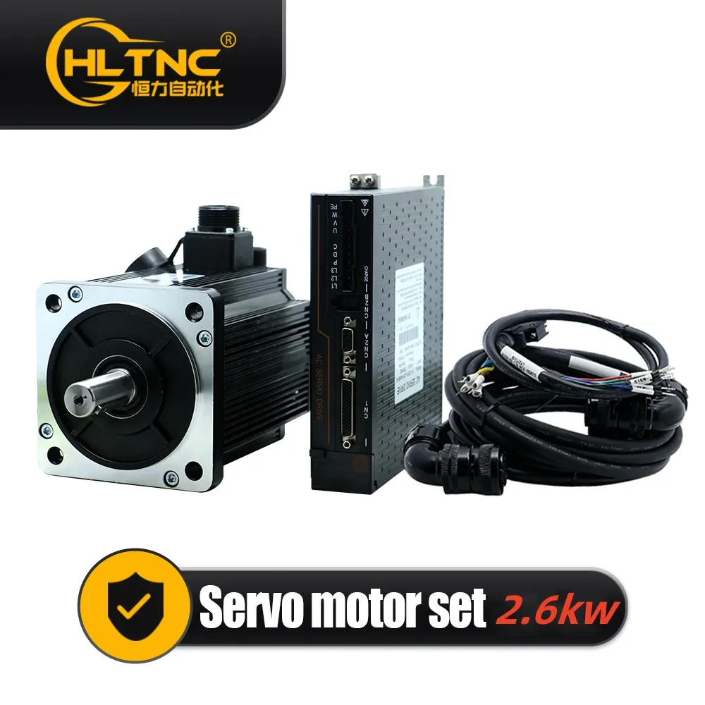 

2.6KW 130 Servo Motor 130ST- M10025 10N.m 1428ozin MAX 25N.m 220V 380V 2500RPM + Servo Drive T3DF RS485 220VAC For CNC Lathe