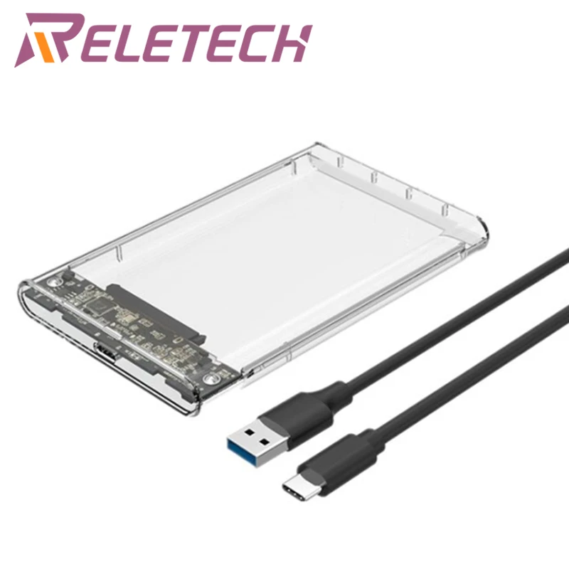 

Reletech USB3.1 HDD Enclosure 2.5inch Serial Port SATA SSD Hard Drive Case Support 4TB transparent Mobile External HDD Case