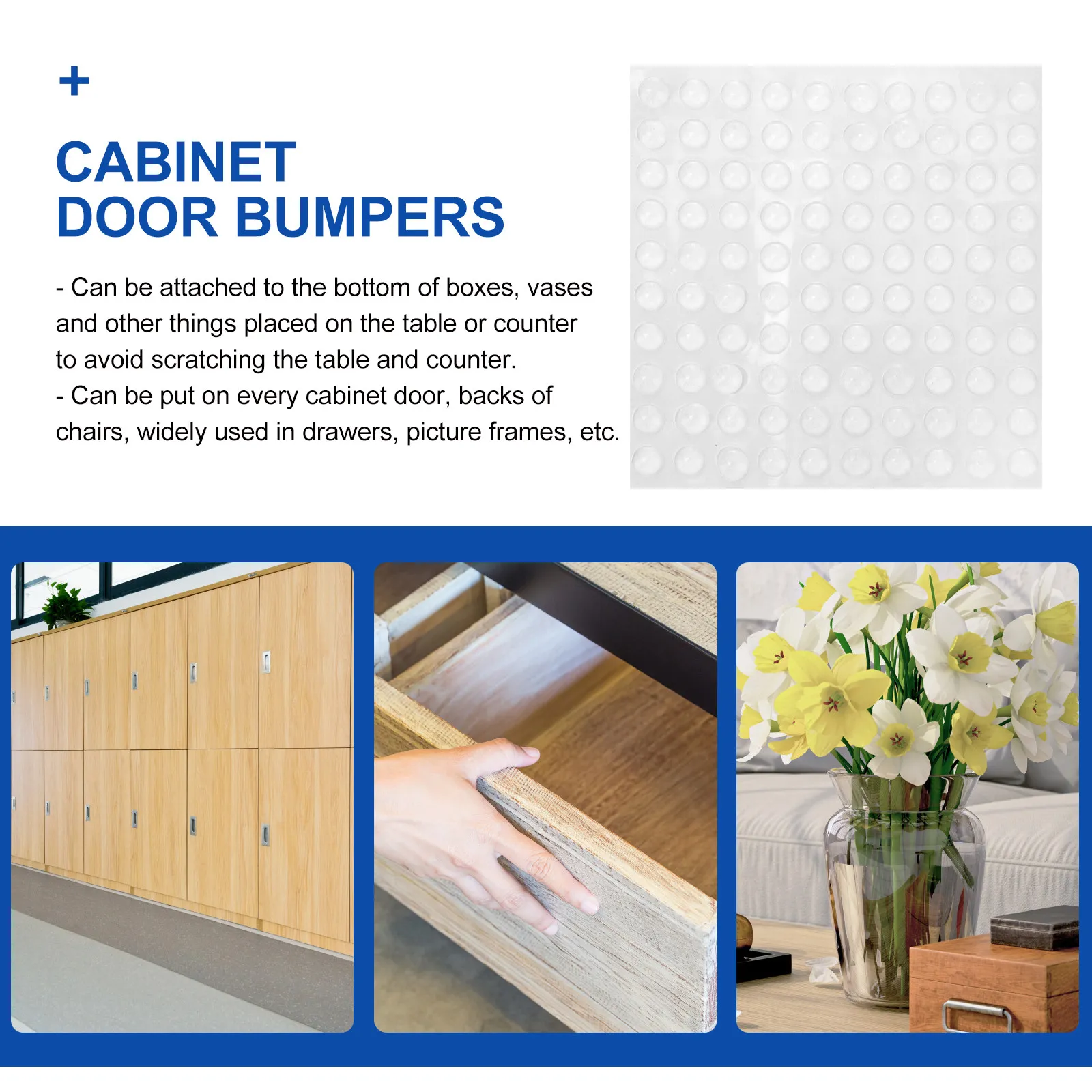 1Sheet Clear Silicone Cabinet Door Bumpers Self Adhesive Wall Protection Pads Noise Dampening Buffer for Furniture Drawers
