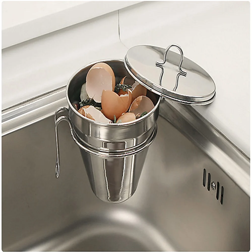 South Korea's purchasing agent imported ultra-convenient adsorption kitchen stainless steel sink food trash can with lid