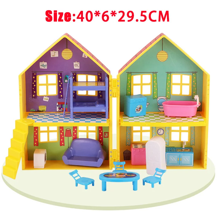 Kids Simulation Villa Furniture Yellow House 1/12 Combination Box Double-Sided Dollhouse Miniature Play For Girl Birthday Gift