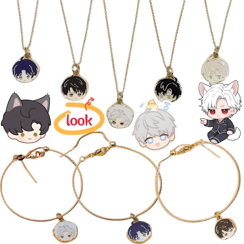 

New Love and Deepspace Xavier Zayne Rafayel Sylus Caleb Necklace Bracelet Creative High Value Cartoon Metal Gift for Couples