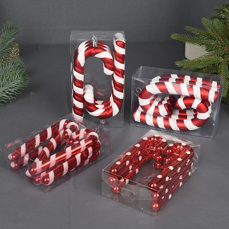 다채로운 캔디 롤리팝 목발 걸이식 크리스마스 장식 세트, 상점 창 장면 레이아웃 제품, 사진 소품