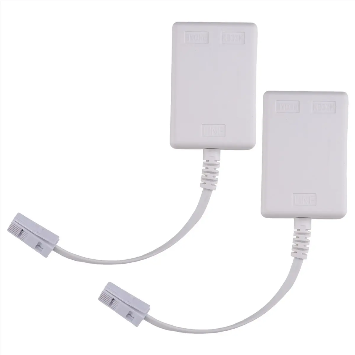 SCLS BT Plug To ADSL RJ11 Broadband Internet Microfilter Splitter 2 Pack, BT Male To BT & RJ11 Female for Landline Modem