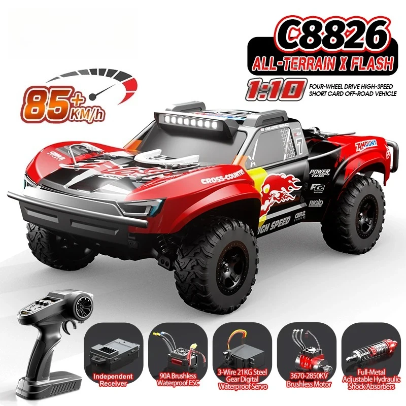 C8826 1:10  High-Speed Brushless 4WD Off-Road RC Car with Hydraulic Suspension Premium Remote Control Vehicle for Kids Adults
