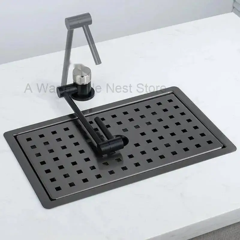 

Nano Sink Hidden Stainless Steel Kitchen Sinks Island Bar Invisible Mini Small Single Sink Pantry with Cover Kitchen Fixture