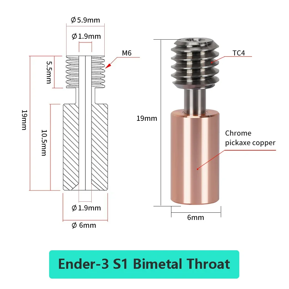 Sprite Extruder Heater Block Silicone Sock Bimetal/Titanium Alloy Heat Break Throat for Ender 3 S1 /pro Hotend 3D Printer Parts