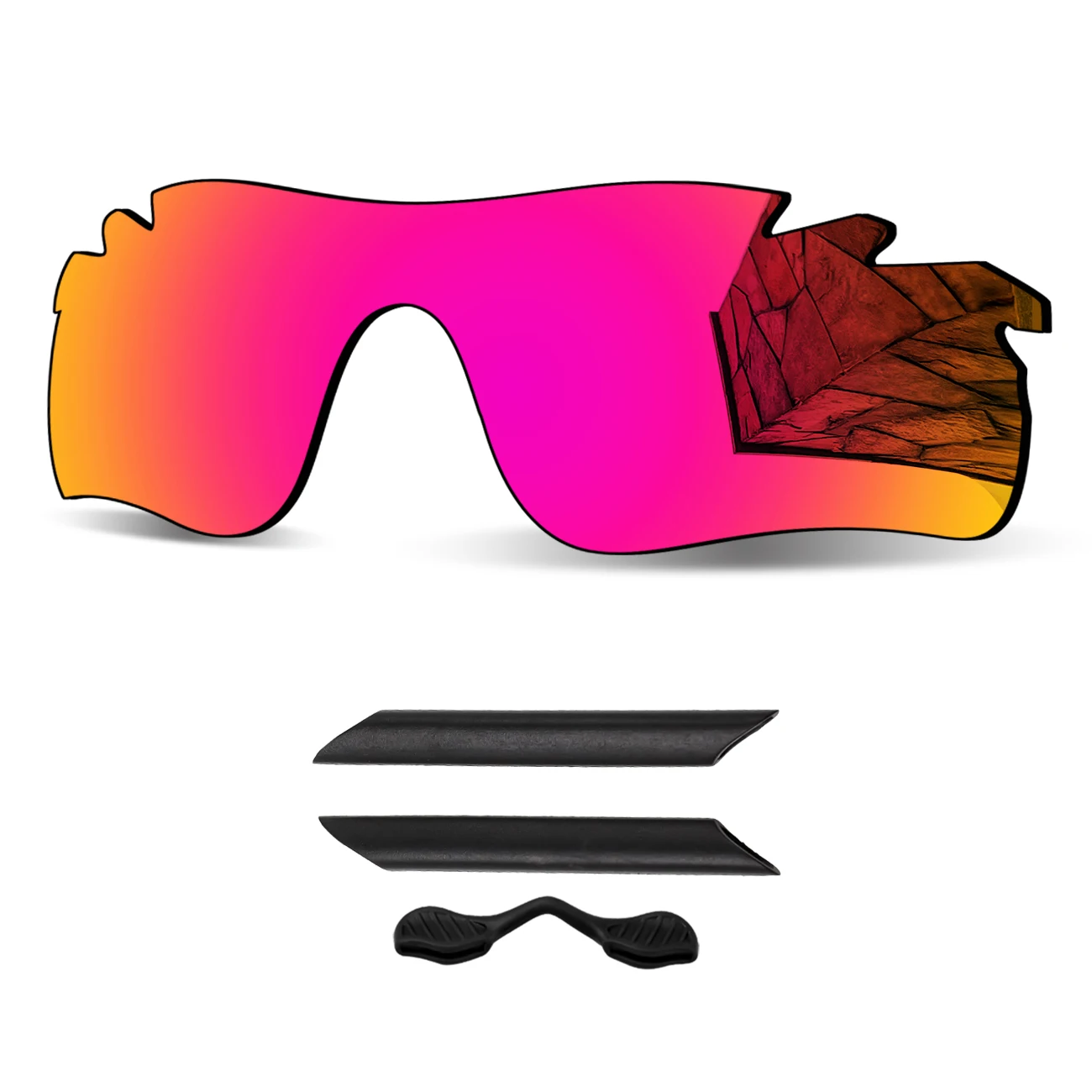 Rubber Kit & Polarized Replacement Lenses for Oakley RadarLock Path Vented Asian Fit OO9206/RadarLock Path Vented OO9181 Frame