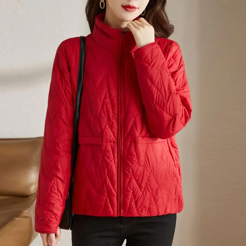 Para baixo algodão fino pequeno casaco feminino curto nova mãe de meia-idade fino outono inverno casaco de algodão