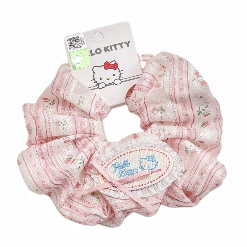 HelloKitty Sweet Floral Hair Tie, Korean-Style Fabric Scrunchie, Cute and Fresh Hair Accessory for Girls view 5