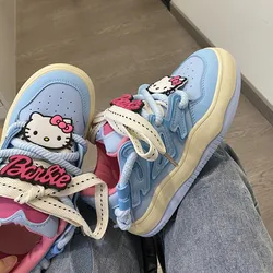 Kawaii Sanrio Hello Kitty Women Shoes Summer Thick Sole Spring Autumn Breathable Platform Tennis Woman Female Casual Sneaker