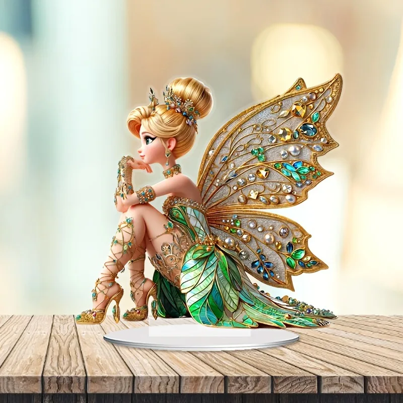 Flower Fairy Elf Acrylic Figure Creative Home Desktop Decoration for Bedroom Living Room Assembly Props Ornament