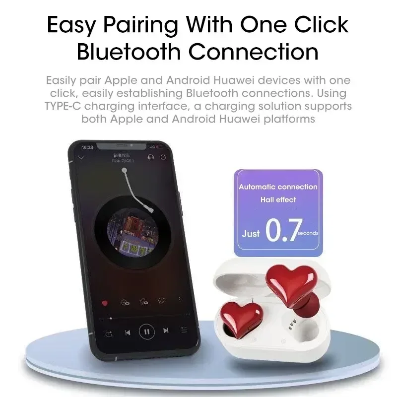 Ax30 Heart-shaped In Ear Wireless Bluetooth Earphones With Noise Reduction 5.3 Cute And Fashionable Appearance Gift For Girl