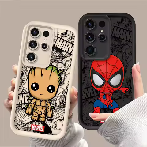 Cartoon Marvel Groot Spiderman Case for Samsung Galaxy S24 S25 S23 Ultra S22 S21 Plus FE A36 A56 A26 A16 A06 A15 A25 A35 A55 5G
