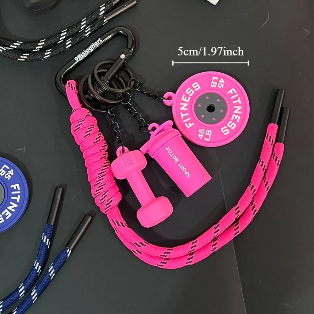 Mini Barbell Plates Keychain with D-shaped Buckle Water Cups Simulation Dumbbells Keyring Kettlebells Creative