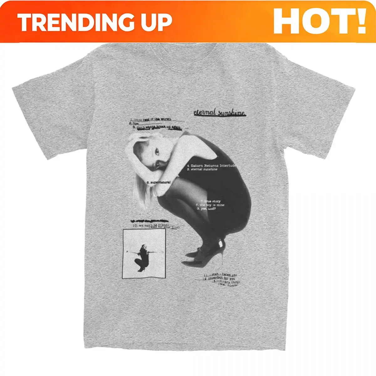 Eternal Sunshine Tracklist Music T-Shirt Summer Ariana Grandes T-Shirts Y2k Cool Tee Shirt for Couple Tops Casual T Shirt Unisex
