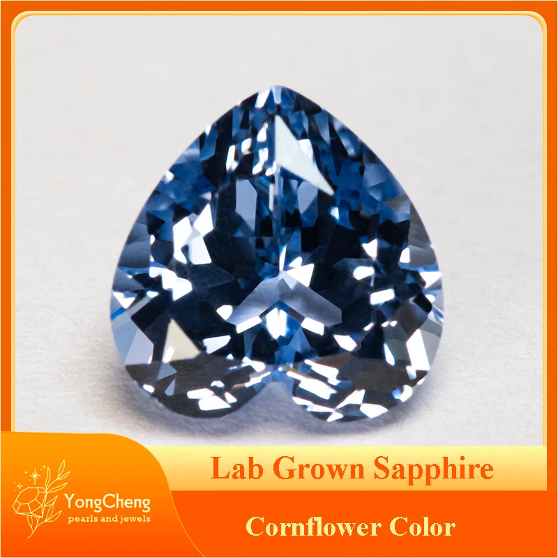 

Lab Grown Sapphire Cornflower Color Heart Shape for Charms Jewelry Making DIY Ring Necklace Earrings Materials AGL Certificate