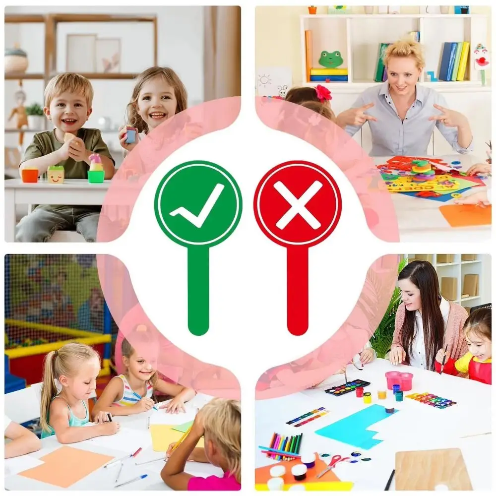 4Pcs Right or Wrong Hand Held Response Card Portable Red Green Travel Transition Judgement Board Double Sided Durable