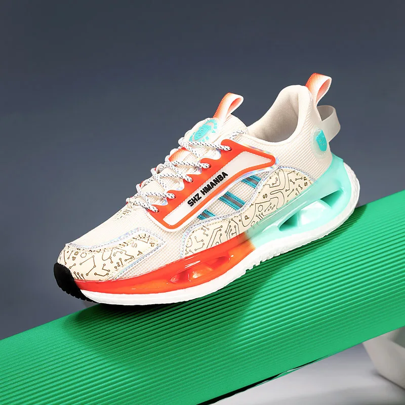 Men's Tk Popular Fashion Soft Soled Sports Shoes Popcorn Running Shoes Mesh Breathable Casual Trendy Shoes