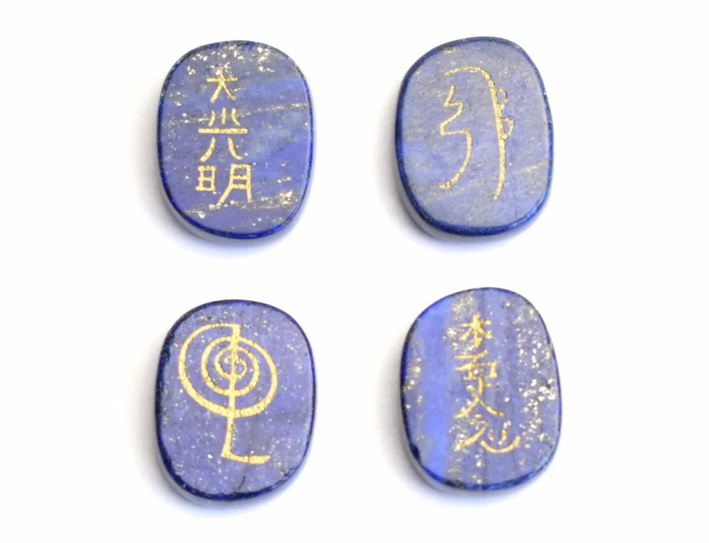 4 sztuk naturalne Chakra Rose Quartz lazuryt awenturyn grawerowane krysztaĆowe uzdrawianie Reiki Balance Usui symbole