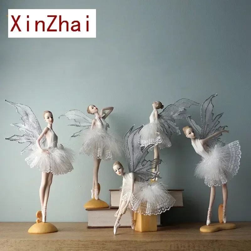 

Vilead Resin Ballet Dancer Figurine Creative Angel Miniature Fairy Garden Statue Model Girl Room Decoration Accessories Interior