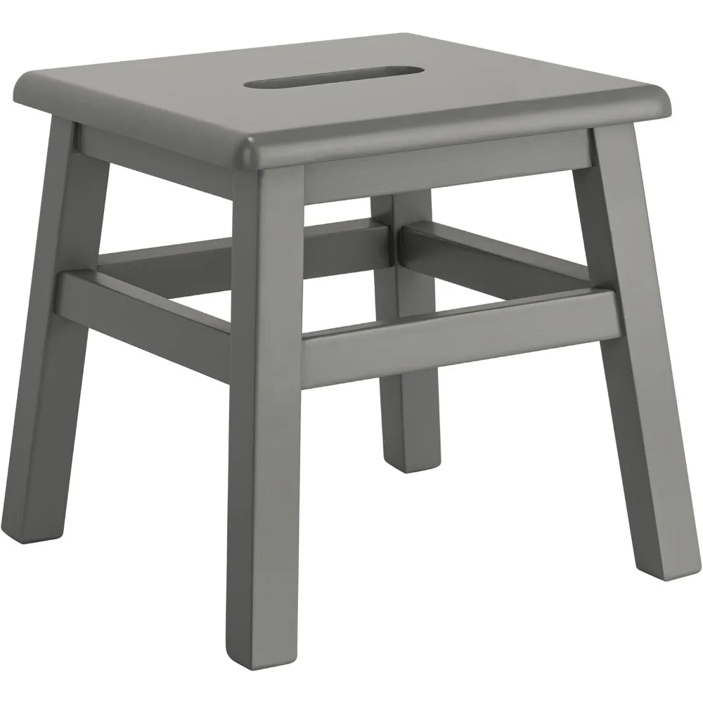 مقعد eHemco مصنوع من الخشب الصلب للبالغين والأطفال، 12.25 بوصة، رمادي، مجموعة من 2